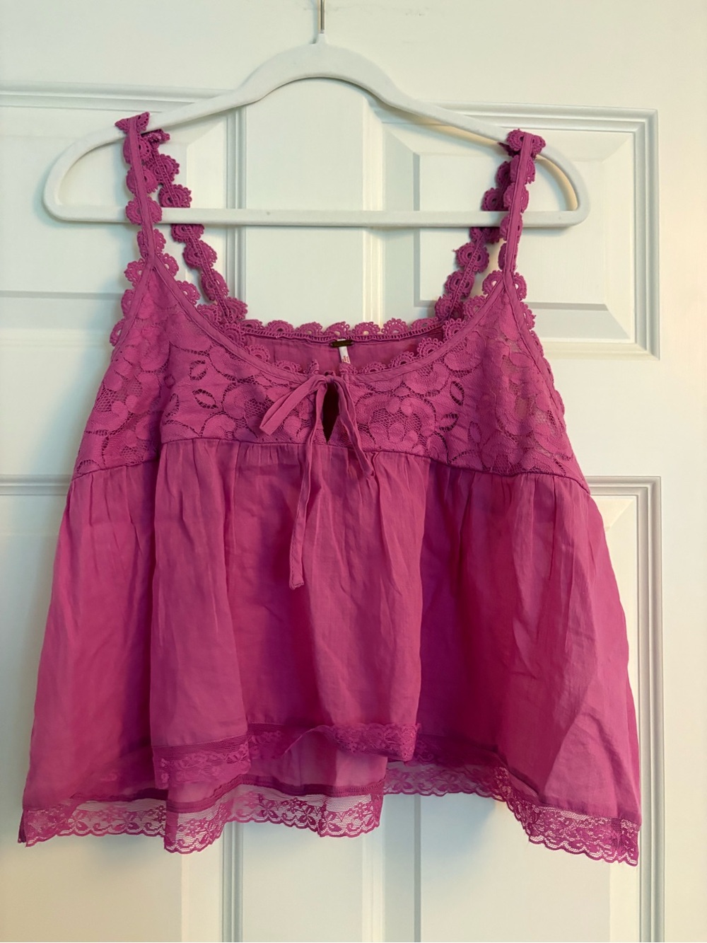 Free People Magenta Lace-Trim Tank Top